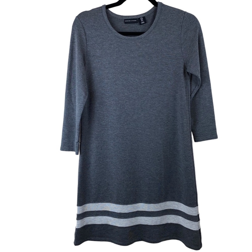 Adrienne Vittadini crew neck casual comfortable gray dress Sz Small